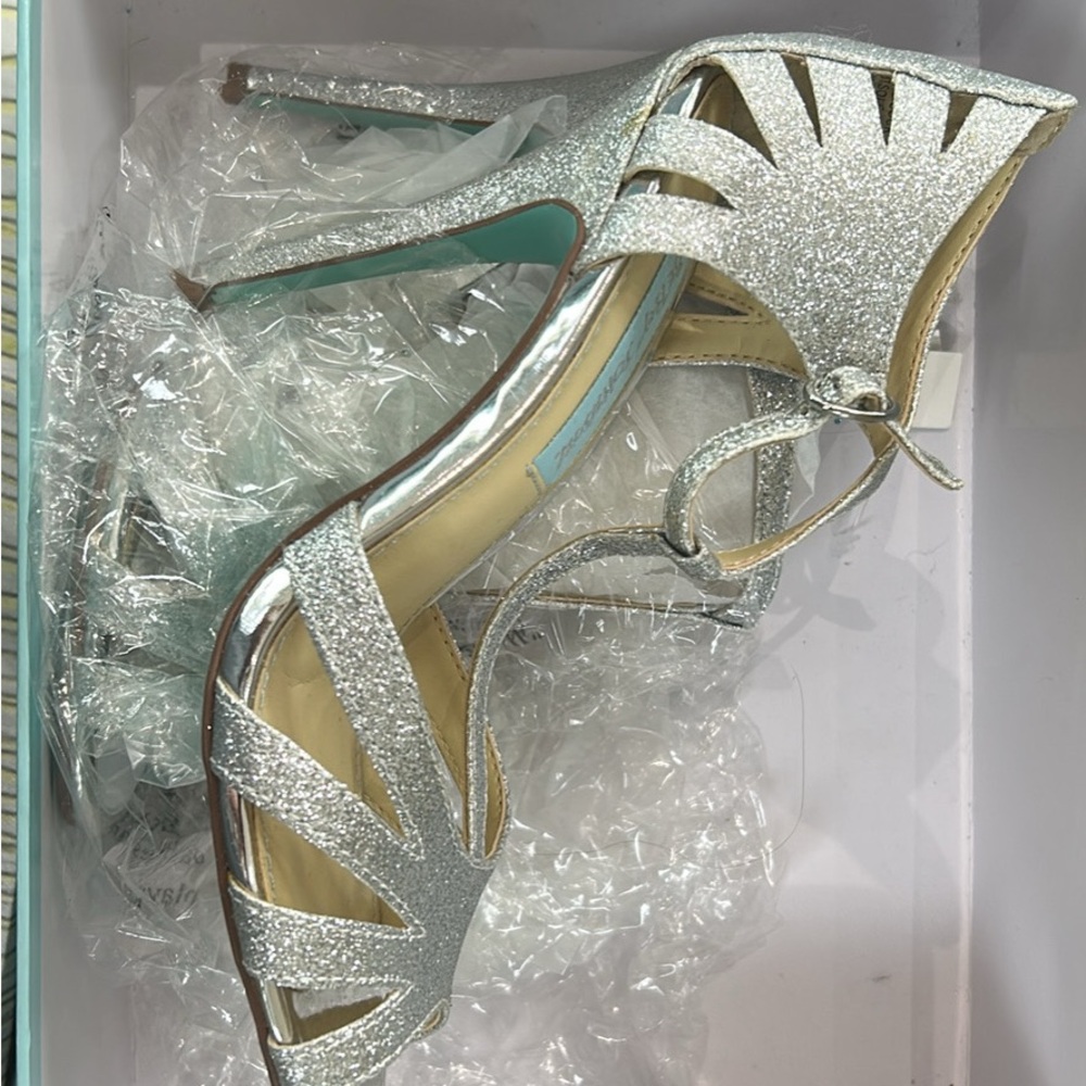 Betsey Johnson Silver Glitter Heels